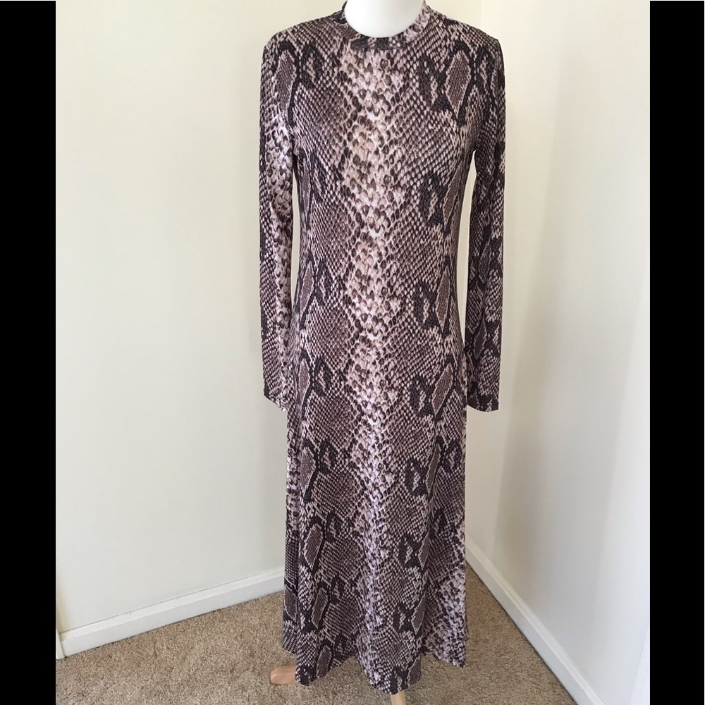 Resume size S snake print Long Sleeve midi dress